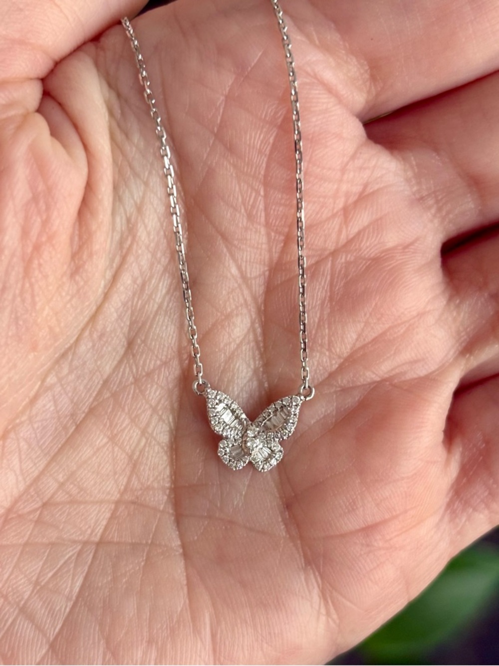 SOLD Nicole Rose 18k White Gold & Diamond Butterfly Necklace